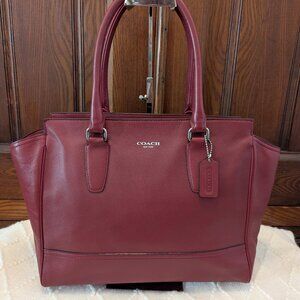 COACH 19890 Dark Red Leather Legacy Medium Candace Carryall Tote Shoulder Bag